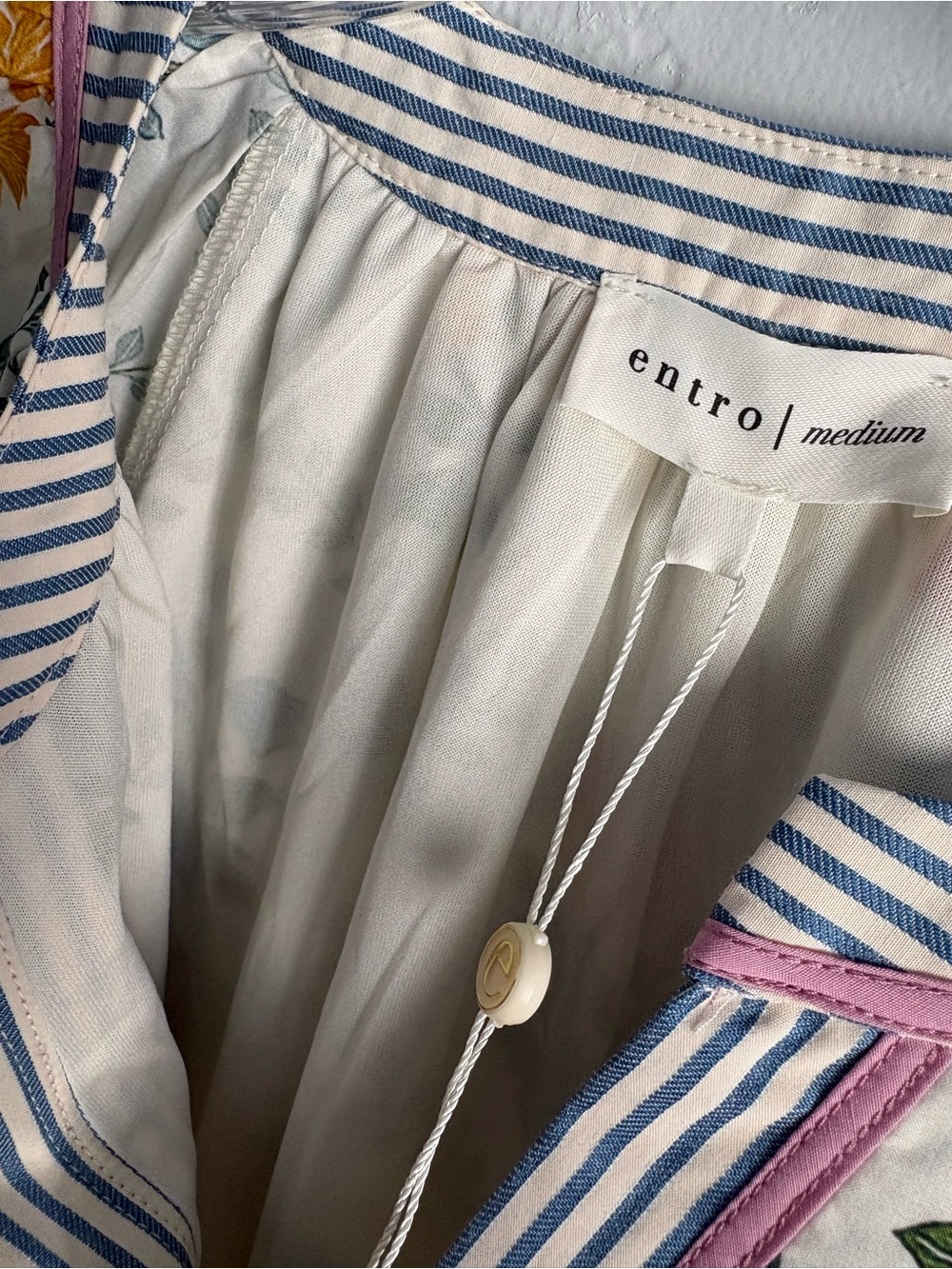 ❤️NEW entro Blue and White Striped Dress with Pink Trim - Picture 3 of 11